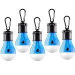 FLY2SKY Tent Lamp Portable LED Tent Lights Blue 5 Packs Hook Hurricane Emergency Lights LED Camping Lights Bulb Camping Tent Lanterns Camping Equipment for Camping Hiking Backpacking Fishing Outage
