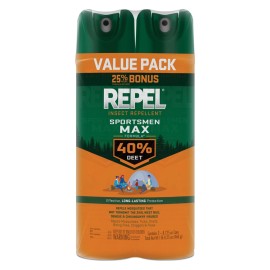 Repel Insect Repellent Sportsmen Max Formula 40% DEET, 2 - 8.125 Ounce Cans, with 40% DEET to Repel Mosquitoes, Ticks, Gnats, Biting Flies, Chiggers and Fleas for Long-Lasting Protection