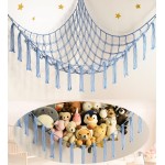 mirolam Stuffed Animal Storage Hammock Net - Toy Hammock Net for Stuffed Animals Corner - Hanging Stuff Animal Organizer Holder Large Size Baby Nursery Room Decor-Blue
