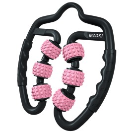 MZDXJ Cellulite Massage Tool Muscle Roller - Deep Fascia Massager & Dimpled Skin Remover for Legs, Thighs & Buttocks - Anti-Cellulite Roller, Smooth Skin, Pain Reliefs (Black Pink -6Wheel)
