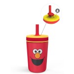 Zak Designs Sesame Street Kelso Toddler Cups For Travel or At Home, 12oz Vacuum Insulated Stainless Steel Sippy Cup With Leak-Proof Design is Perfect For Kids (Elmo)