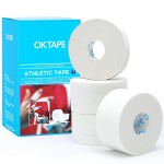 OK TAPE Athletic Tape Finger Tape, Extra Strong Adhesive Sports Tape for Weightlifting, Climbing, Basketball, Volleyball, White 3 Rolls 1.5 x 15yds and 1 Roll 0.5in x 15yds
