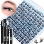 PHKERATA Natural Lash Clusters Kit Wispy Lash Extension Kit Cluster Eyelash Extensions Kit 110pcs DIY Eyelash Clusters at Home Individual Lashes with Lash Glue Bond and Seal and Tweezers, 10-16mm