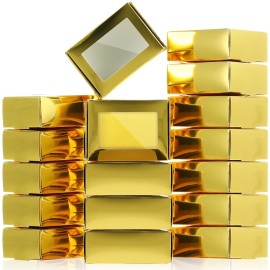 Zonon 30 Pcs Soap Boxes for Homemade Packaging, Mini Kraft Treat Boxes with Window for Bakery Candy Soap Making Gift Packaging(3.7 x 2.6 x 1.37 Inch,Gold)