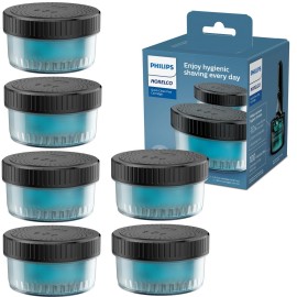 Philips Norelco Quick Clean Pod Cartridge, Lubricates Shaver & Eliminates Cut Hair, 6x 5.4 fl oz Cartridges (Up to 1.5yr Supply), BD9011AZ