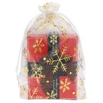 Jexila 100PCS Christmas Organza Gift Bags 4X6 inches Small Mesh Christmas Drawstring Goodie Candy Treat Bags for Holiday Xmas Party Favor