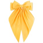 Velscrun Hair Bows for Women Girls Yellow Silky Satin Large Coquette Hair Bow Oversized Hair Ribbons Big Hair Bows Clip Long Tail Bowknot Hair Barrettes Halloween Christmas Hair Accessories