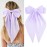 Velscrun Hair Bows for Women Girls Purple Silky Satin Large Coquette Hair Bow Oversized Hair Ribbons Big Hair Bows Clip Long Tail Bowknot Hair Barrettes Halloween Christmas Hair Accessories