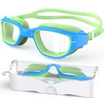 Zeligerstar Kids Swim Goggles,Swimming Goggles for Kids 6-14, Anti-Fog UV Protection Pool Glasses for Boys Girls (Green/Blue+Clear Lens)