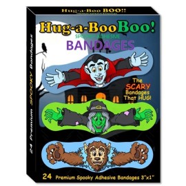 Fun Monsters Adhesive Bandages from Hug-a-Booboo! Spooky Halloween Bandages That Hug! Favorite Scary Monster Characters - Vampire, Witch, Wolfman and Mummy with Hugging Arms! Fun as Stickers 24 Ct Box