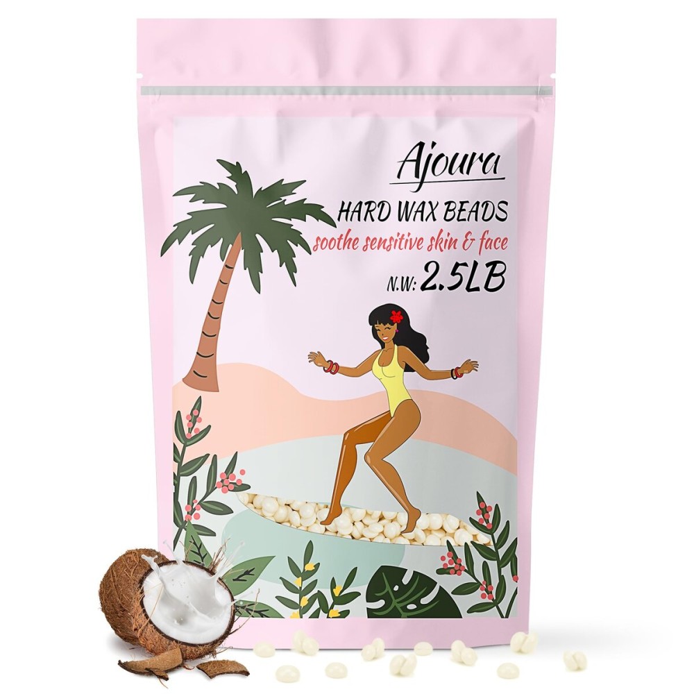 Ajoura 2.5 lb Wax Beads for Hair Removal - Premium Hard Wax for Coarse Hair, Ideal for Brazilian Bikini, Legs, Face, Underarms, Arms, Chest, Back - Sensitive Skin for Efficient Home & Salon Waxing