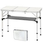 Folding Camping Table, 35\'\'L x16\'\'W Camp Aluminum Table with Adjustable Height Legs, Indoor Outdoor Lightweight Portable Folding Dining Table for Camp Picnic Beach Cooking 3Ft3 Heights 10/20/27