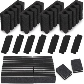 102pcs Toe Separators Set - Premium Pedicure Tool Super Soft Pedicure Toe Separator- Mini Nail Buffer Block File 80/100 Grit 2 Sided, Black