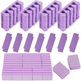 102pcs Toe Separators Set - Premium Pedicure Tool Super Soft Pedicure Toe Separator- Mini Nail Buffer Block File 80/100 Grit 2 Sided, Purple
