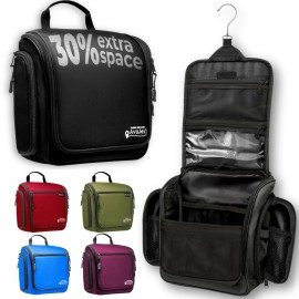 Travel Toiletry Bag for Men and Women - (10.6x10.6x3.2) Large Hanging Toiletry Organizer - Waterproof Hygiene Bag with Metal XXL Swivel Hook, with Sturdy Zippers and 15 Compartments for Toiletries