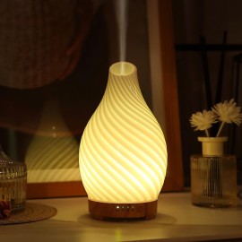 INRORANS Art Glass Essential Oil Diffuser - 160ml Ultrasonic Cool Mist Scent Aroma Aromatherapy Diffuser, Intermittent with Auto Shut-Off Timer Setting &7 Colors Night Light for Home -Ethereal Time