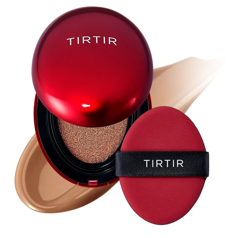 [*Mini Size*] TIRTIR Mask Fit Red Cushion Foundation | Full coverage, Weightless, Skin fit, Satin Glow Finish, Korean Makeup BB Foundation, beauty, Tattoo cover up, Buildable (37C Almond, 0.15 Fl Oz)