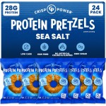 Crisp Power High Protein Pretzels, Sea Salt, High Protein Snack, 28G Protein, Low Carb, Crunchy, No Added Sugar, Keto-Friendly Snack, 1.75 oz Bags, 24 Pack, Vegan, Plant-Based, Keto