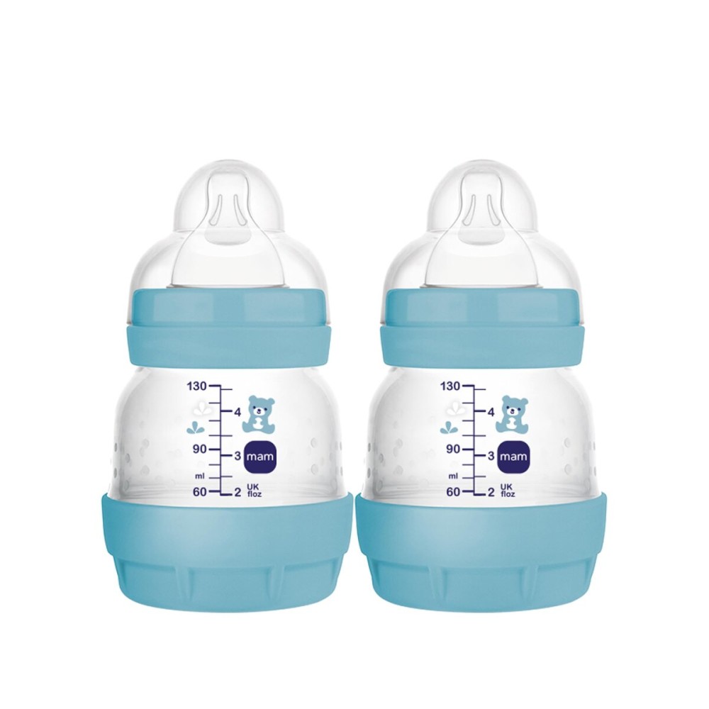 MAM Easy Start Anti-Colic Baby Bottles, Extra Slow Flow, Breastfeeding-Like Silicone Nipple Bottle, Reduces Colic, Gas, & Reflux, Easy-to-Clean, BPA-Free, Vented Baby Bottles for Newborns, 0-3 Months