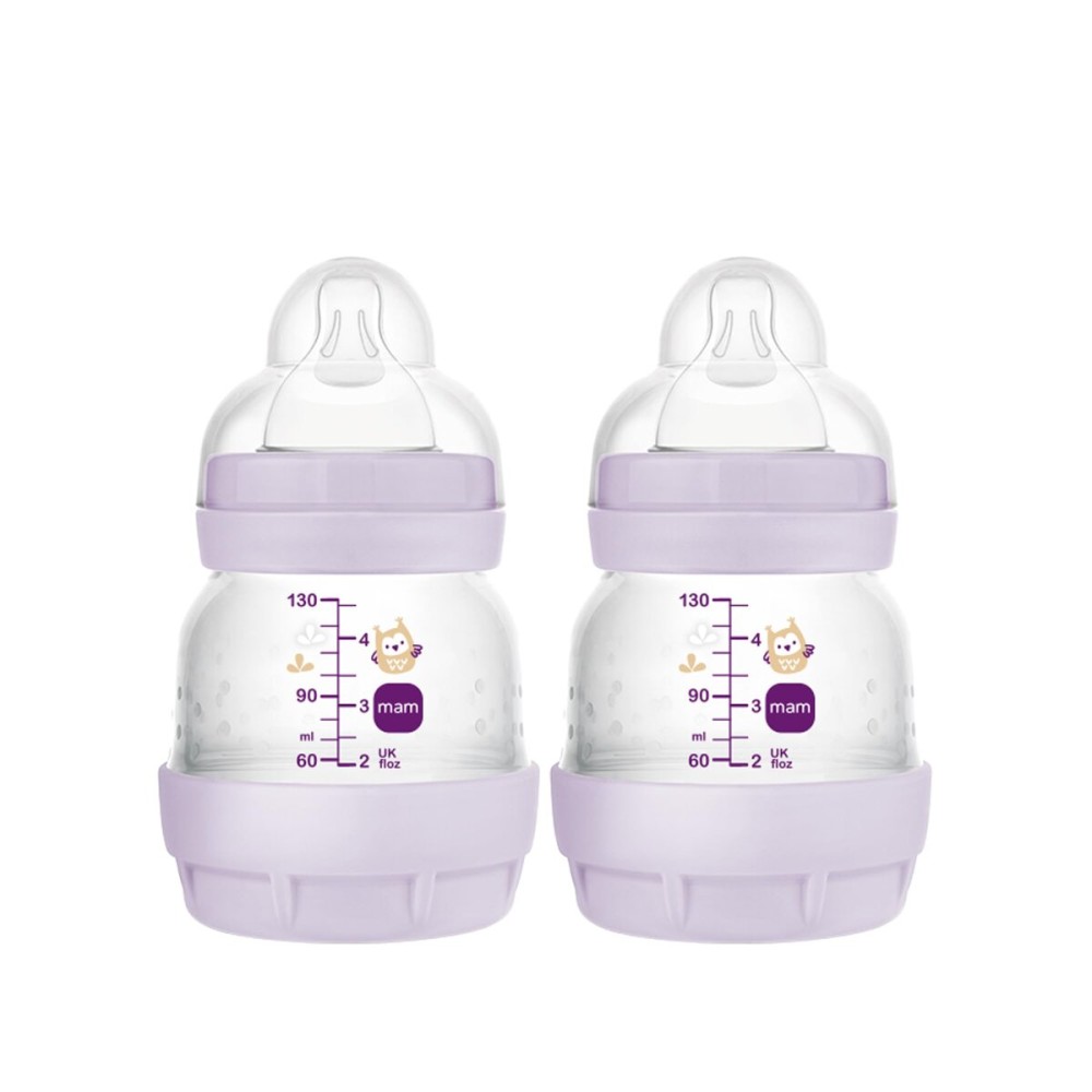 MAM Easy Start Anti-Colic Baby Bottles, Extra Slow Flow, Breastfeeding-Like Silicone Nipple Bottle, Reduces Colic, Gas, & Reflux, Easy-to-Clean, BPA-Free, Vented Baby Bottles for Newborns, 0-3 Months