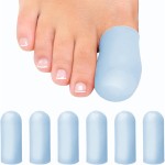 Soft Gel Toe Caps with Healing Coconut Oil - 6 Reusable Big Toe Protectors for Ingrown or Missing Toenails, Corns, Calluses & Blister Relief