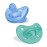 Chicco PhysioForma Silicone Orthodontic Pacifier, 6-16m | 100% Soft Silicone | Supports Breathing & Oral Development | Satin-Textured Nipple | Includes Sterilizing Case | BPA Free | Blue/Green, 2pk