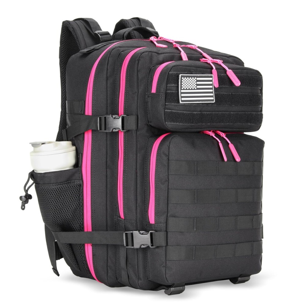 Lovelinks21 45L Tactical Assault Backpack 3 day assault pack with Molle Waterproof backpack Rucksack for Tactical Backpacks (Black Rose)
