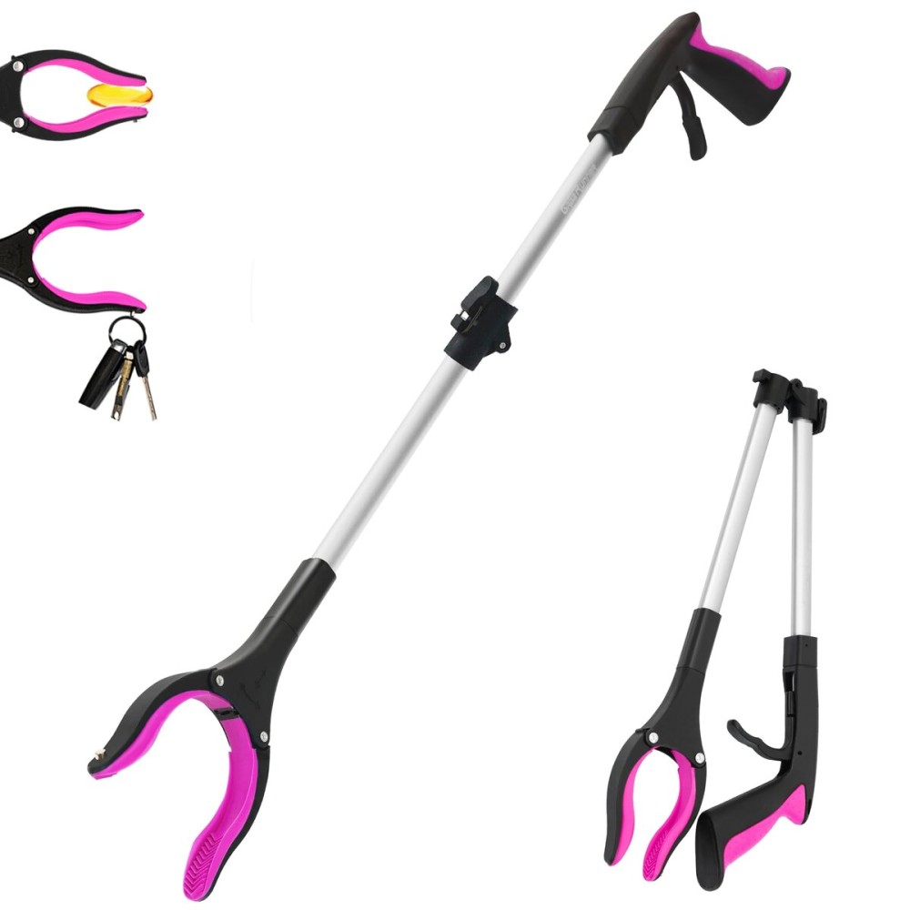 32 inch GrabRunner Heavy Duty(up to 10 lbs) Reacher Grabber Tool with Strong Magnetic (New Pink) 1 Pack