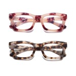 Hubeye Oprah Style Readers for Women Stylis Style Reading Glasses with Blue Light Blocking and Spring HingePink/Gray2.75