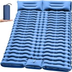FUN PAC Camping Sleeping Pad, Ultralight Camping Pad with Pillow Built-in Foot Pump Inflatable Sleeping Mat Compact for Camping Backpacking Hiking Traveling - Blue, Single