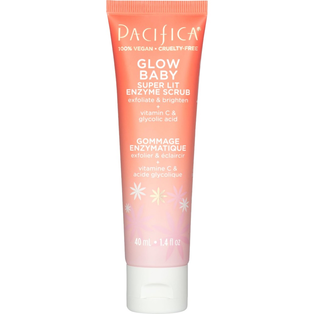 Pacifica Face Scrub - Glow Baby Super Lit Enzyme Scrub Mini, Skincare, Exfoliating Face Wash, Vitamin C, Glycolic Acid, Pore Cleaner, For Soft and Smooth Skin, Vegan, Travel Size, 1.4 fl oz (1 Count)