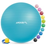 APEXUP Yoga Ball Exercise Ball, Anti Slip Stability Ball Chair, Heavy Duty Large Gym Ball for Fitness, Balance, Core Workout and Physical Therapy (S (15~18) 45cm, Light Blue)