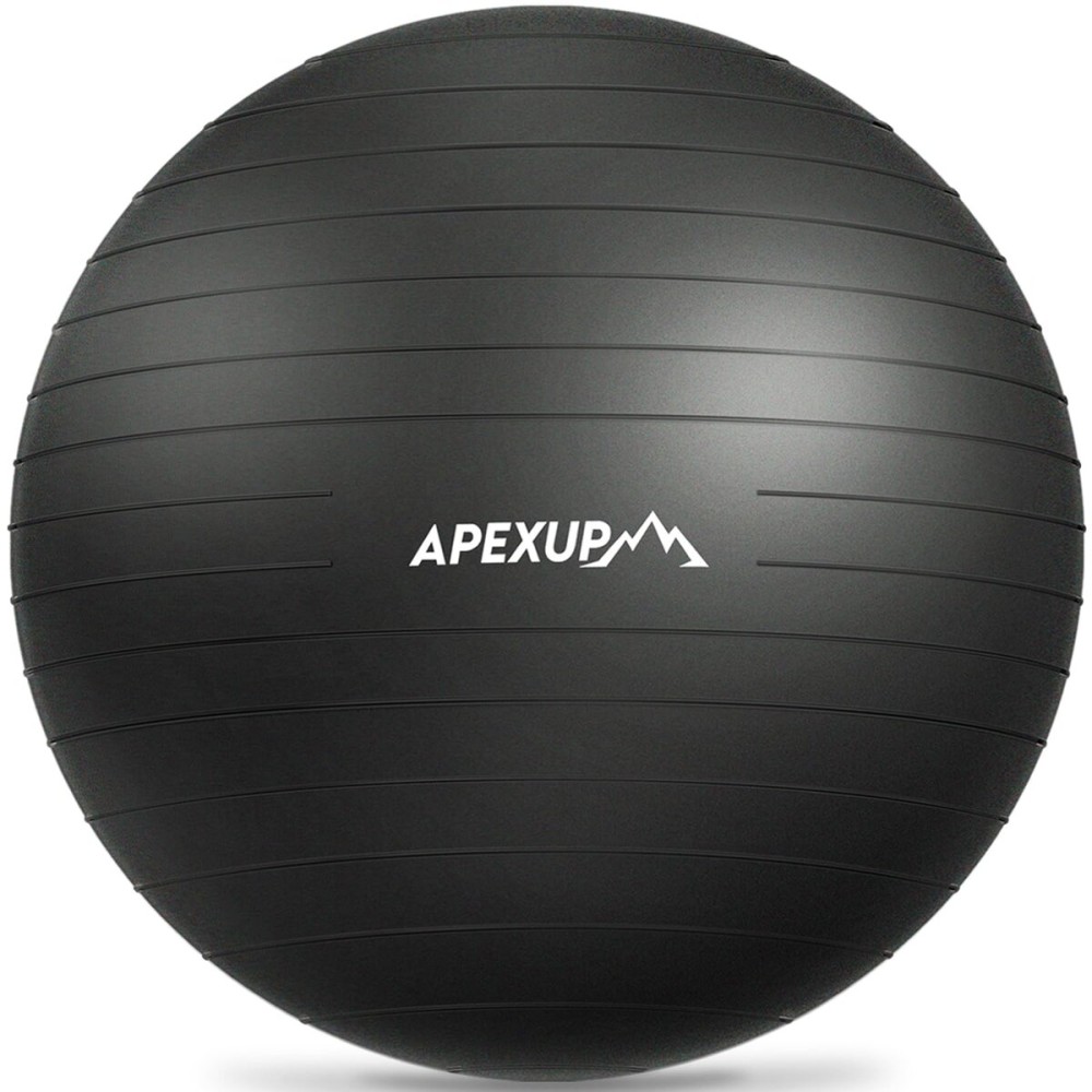 APEXUP Yoga Ball Exercise Ball, Anti Slip Stability Ball Chair, Heavy Duty Large Gym Ball for Fitness, Balance, Core Workout and Physical Therapy (S (15~18) 45cm, Black)