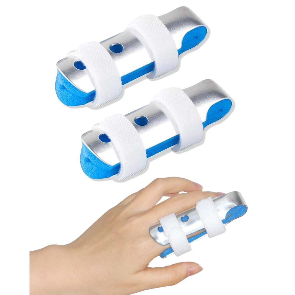 TAROYQASUL 2PCS Metal Finger Splint Middle Finger, Medium Size Finger Brace Stabilizer for Broken Fingers, Finger Splints for Arthritis Trigger Fingers to Straighten Index Pointer Pinky Ring