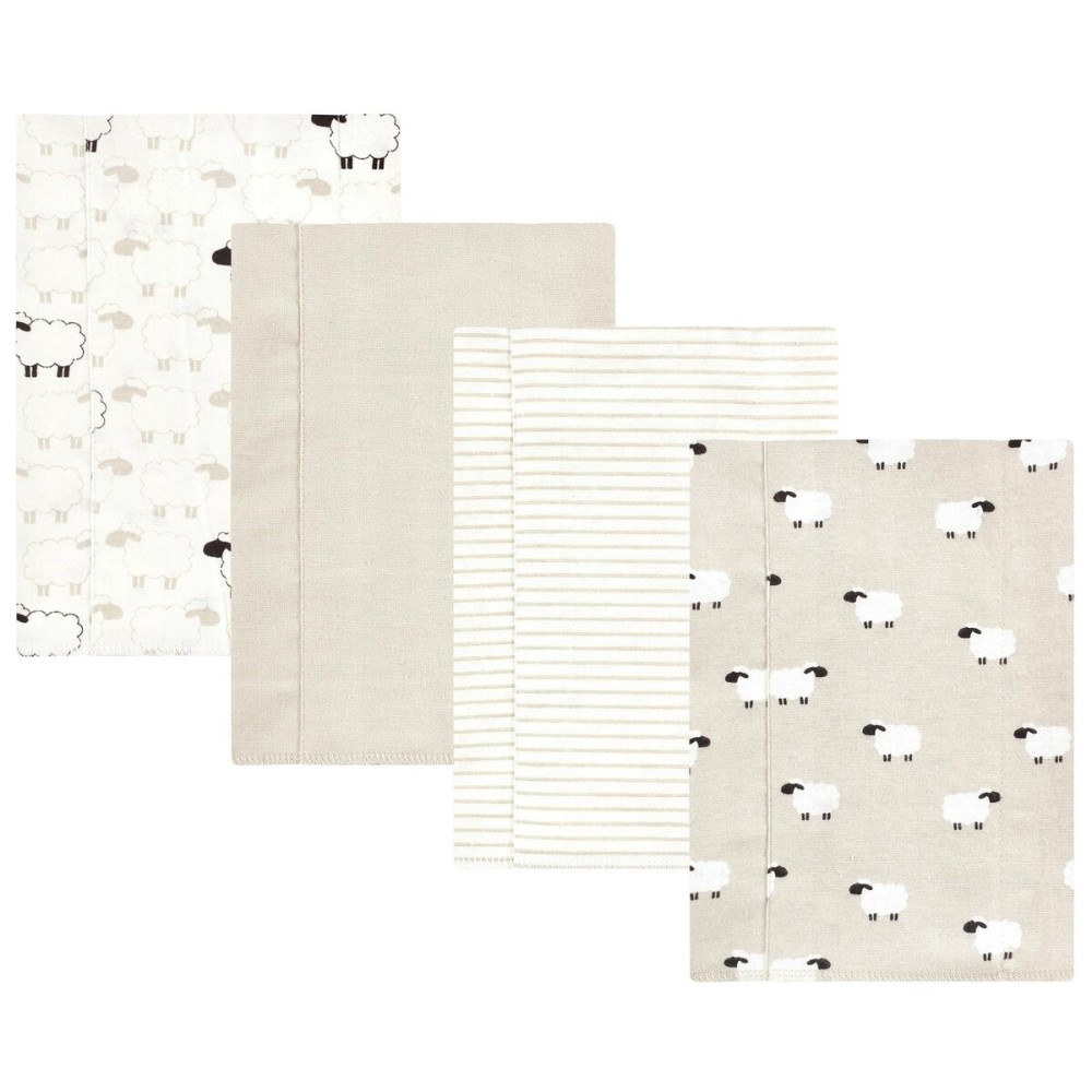 Hudson Baby Unisex Baby Cotton Flannel Burp Cloths, Taupe Sheep, One Size