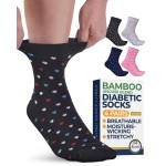 Pembrook Ankle Diabetic Socks for Women & Men - 4 Pairs Bamboo Viscose Moisture-Wicking, Non Binding, Wide Top Diabetic Ankle Socks for Women, Hearts (Black, Gray, Navy, Pink)