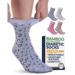 Pembrook Ankle Diabetic Socks for Women & Men - 4 Pairs Flowers, Moisture-Wicking Non Binding Socks Women, Neuropathy and Edema, Flowers