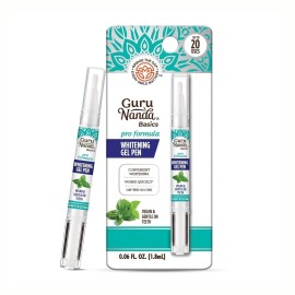 GuruNanda Teeth Whitening Pen,(0.06 fl oz)-20 Uses, Vegan & Gentle on Teeth Pro Formula - Hydrogen Peroxide Whitening Gel Pen, Cruelty-free, Mint Flavor