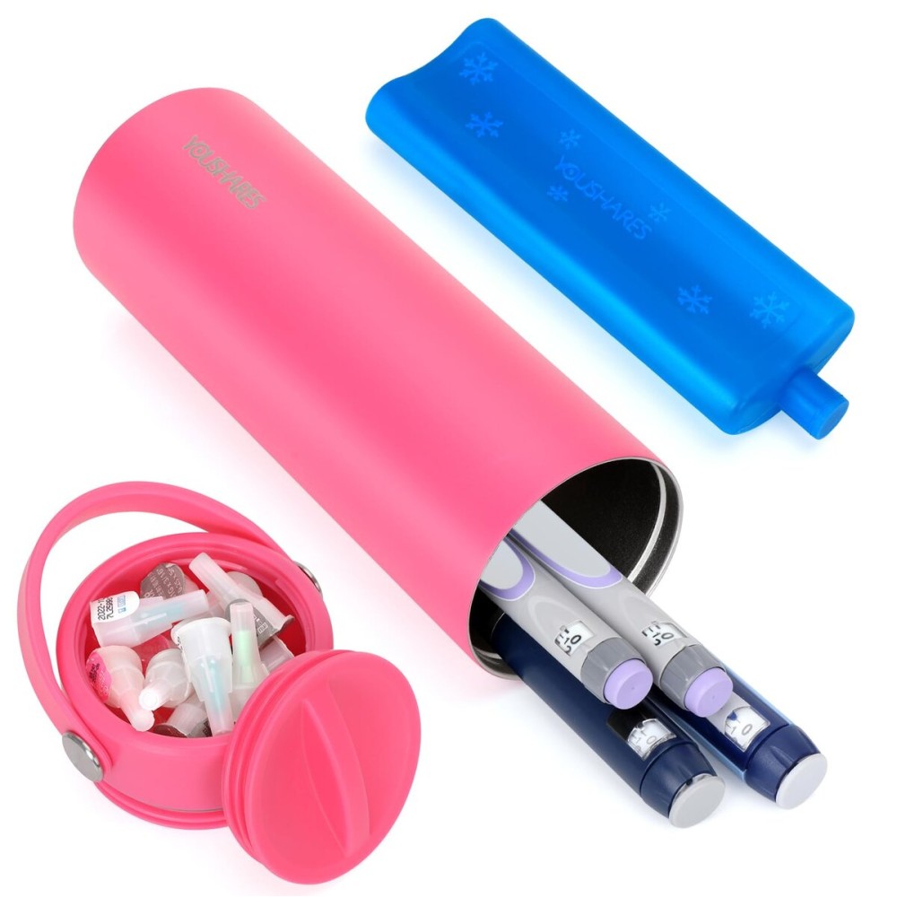 YOUSHARES Insulin Cooler Travel Case - 48H Non-Electric Cooling Bottle with TSA Approved Ice Pack, Diabetic Medication Pen Vials Refrigerator, Medical Carry Case Portable for 1-5 EpiPens