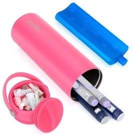 YOUSHARES Insulin Cooler Travel Case - 48H Non-Electric Cooling Bottle with TSA Approved Ice Pack, Diabetic Medication Pen Vials Refrigerator, Medical Carry Case Portable for 1-5 EpiPens