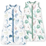 TOTBASIC Sleep Sack 0-6 Months, 0.5TOG Summer Light Wearable Blanket with 2-way Zippers, Premium Soft Baby Sleeping Bag for 0-3-6 Months Baby, 2 Pack(Ocean Crew)