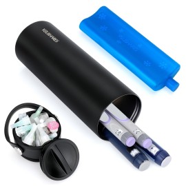 YOUSHARES Insulin Cooler Travel Case - 48H Non-Electric Cooling Bottle with TSA Approved Ice Pack, Diabetic Medication Pen Vials Refrigerator, Medical Carry Case Portable for 1-5 EpiPens