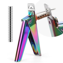 False Nail Clippers with Magnets Stainless Steel Nail Cutter for Acrylic Nail Nail Clippers with 15Pcs Small Magnets for Home Salon Nail Art (Rainbow)