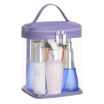 HAOGUAGUA Premium Clear Makeup Bag with Inner Pocket, Transparent Cosmetic Pouch for Travel or Everyday Use, Waterproof Beach Bag for Sunscreen Skincare (Purple 1pcs)