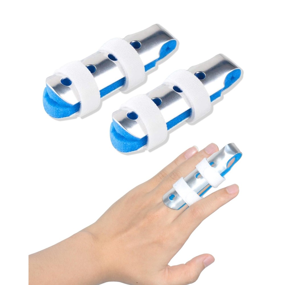 TAROYQASUL 2pcs Finger Splint Metal, Large Size Broken Finger Brace Splint, Finger Splints for Arthritis to Straighten Ring Thumb Pinky Pointer Finger Support for Adults