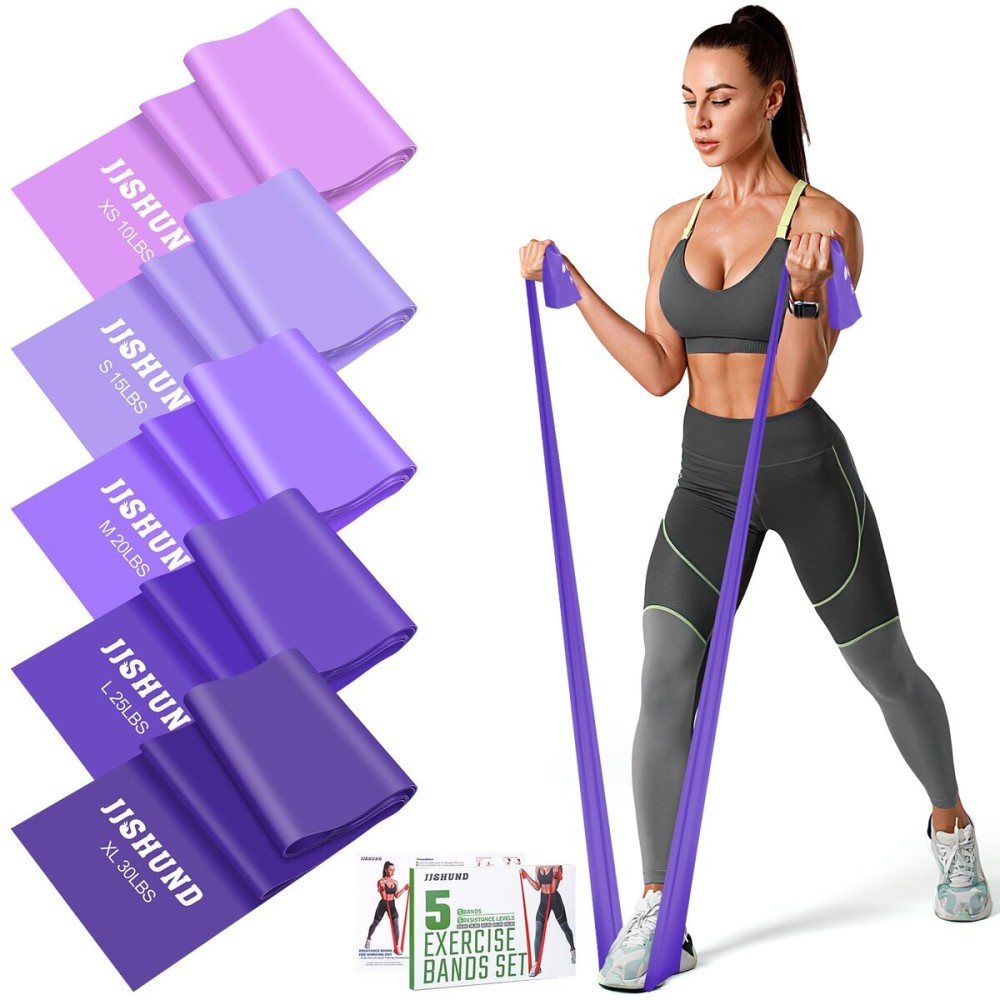 Resistance Bands Set, 5 Pcs Exercise Bands Elastic Stretch Bands for Fitness Yoga Pilates Stretching Strength Training, Workout Bands for Home Gym