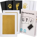 Zemiu Baby Handprint and Footprint XL Size Kit,2 Pcs Baby Handprint Ink Pads with Clean-Touch & 6 Imprint Cards Safe for Baby, Family Keepsake, Pet Paw-Gold