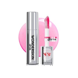 Wonderskin Lip Oil Rehab Serum - Color Changing Lip Oil from Clear to Pink - PH-activated, Non-sticky & Hydrating Tinted Serum for Dry Lips (Kissed)