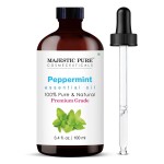 Majestic Pure Essential Oil with Glass Dropper - 100% Pure and Natural - Essential Oils for Diffuser, Aromatherapy, Soap and Candle Making, Peppermint Essential Oil, Peppermint Oil, 3.4 Fl Oz
