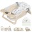 MoreFeel Collapsible Baby Bathtub for Newborn with Thermometer & 1 Hooded Towel & 1 Soft Floating Cushion,Portable Travel Bathtub with Drain Hole, Durable Foldable Baby Tubs for Infants to Toddler